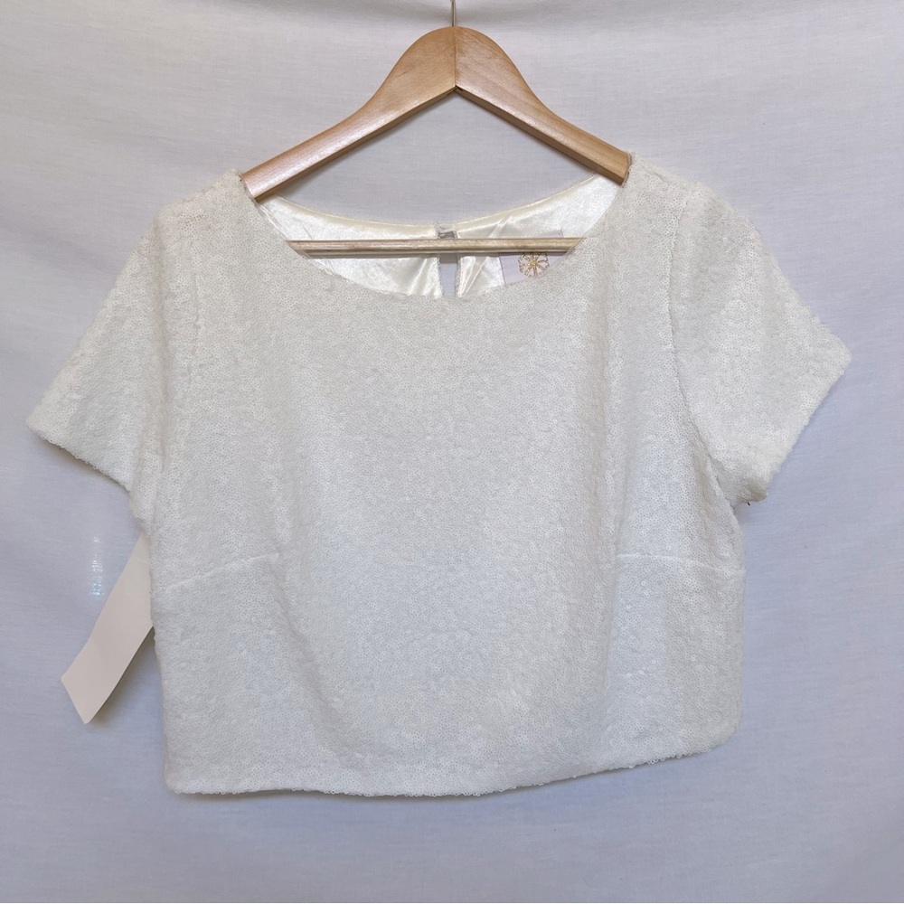 Revelry White Textured Crop Top